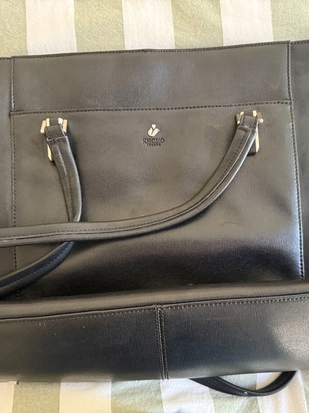 Knomo Sleek Professional Black Leather Tote
